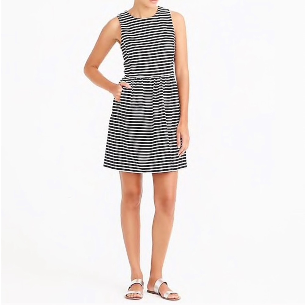 J. Crew Dress B&W Striped Fit and Flare Dress